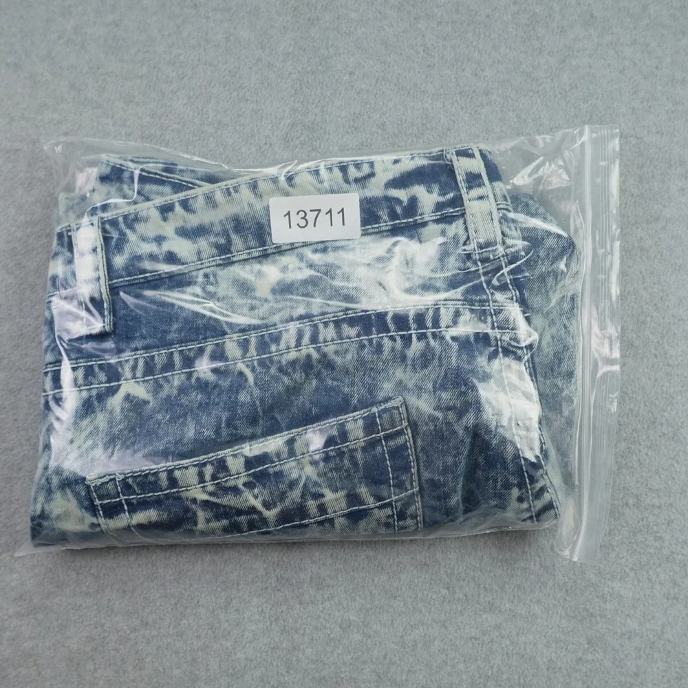Smoke Rise Denim Shorts Mens 40 Blue Acid Wash Distressed Raw Hem Jean